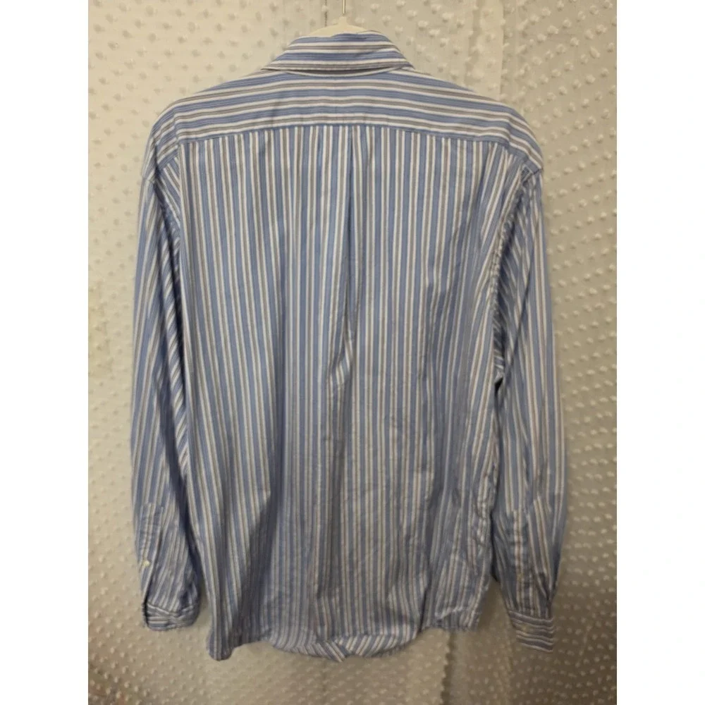 Ralph Lauren Polo Dress Shirt Classic Fit Mens Size 17 Blue and White Stripes
